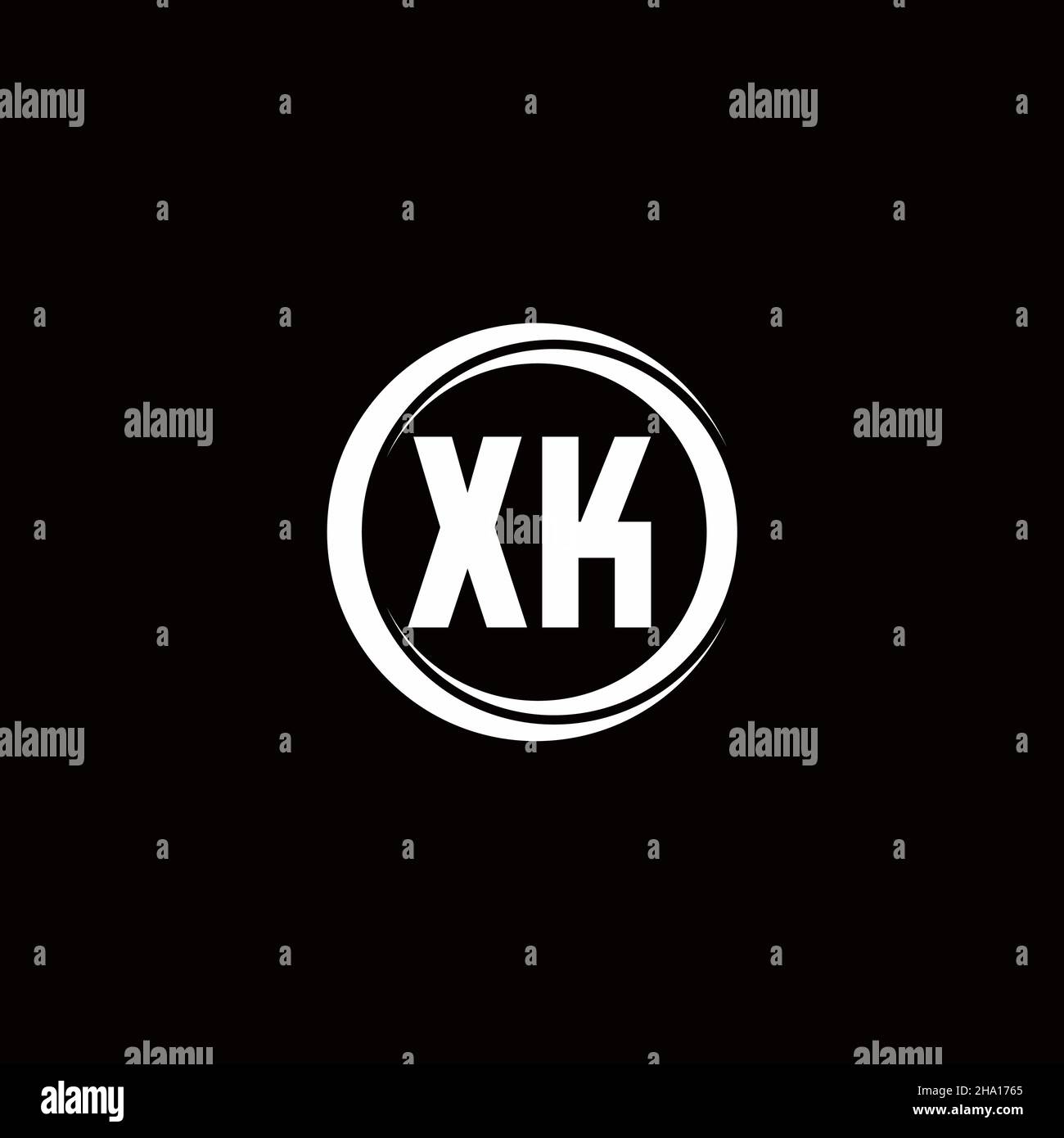 XK logo initial letter monogram with circle slice rounded design template isolated in black background Stock Vector