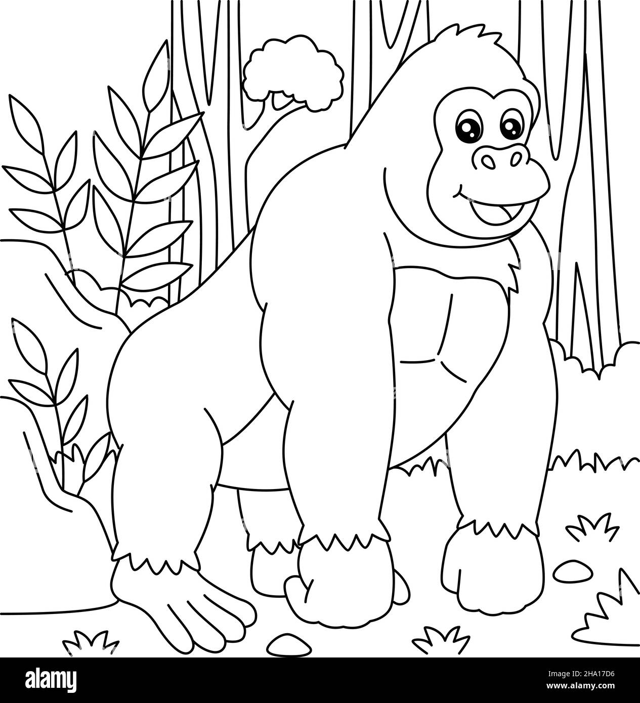 Gorilla Coloring Page for Kids Stock Vector Image & Art - Alamy