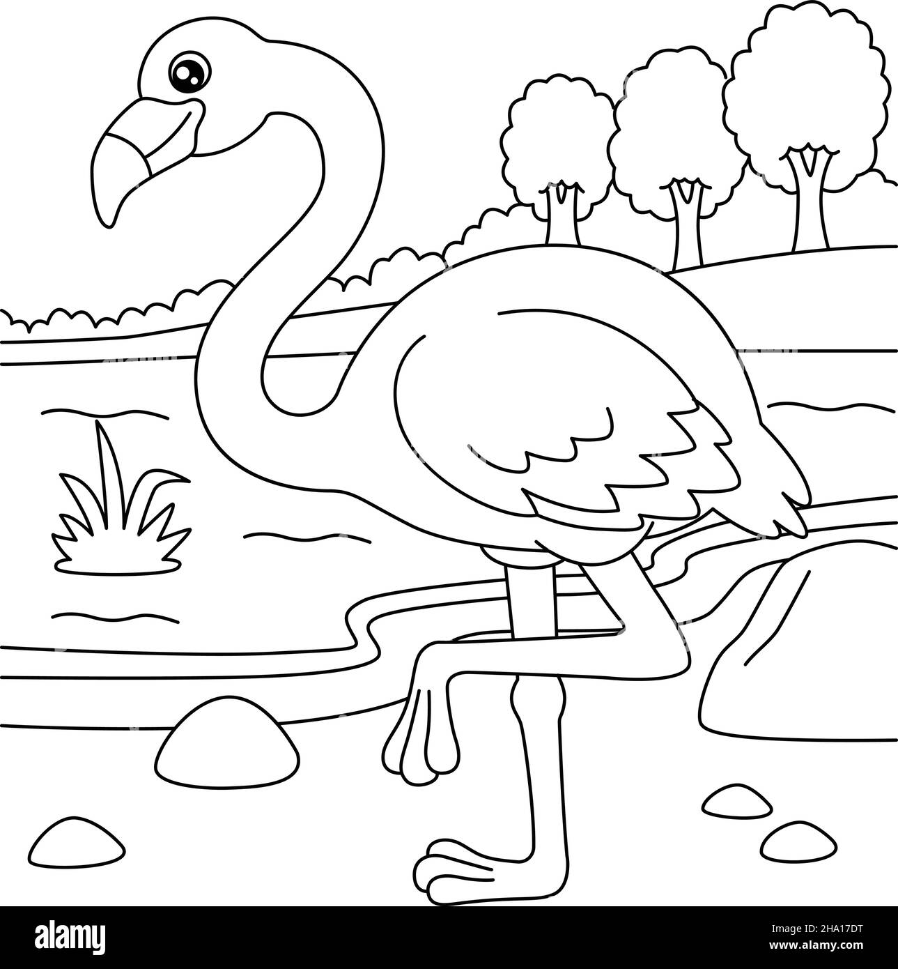 Flamingo Coloring Page for Kids Stock Vector Image & Art - Alamy