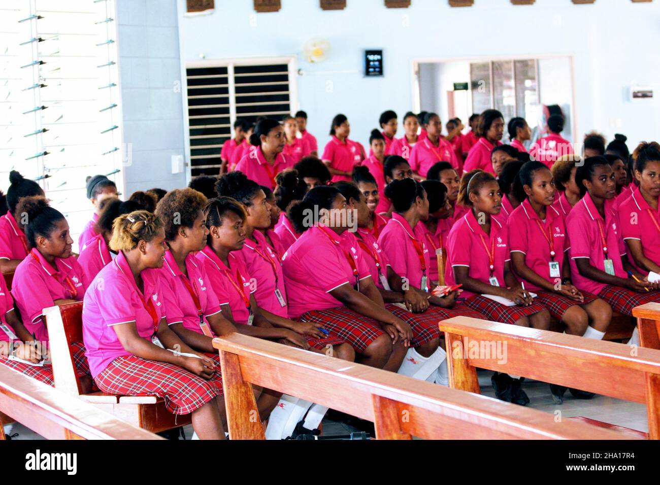 Students at Caritas Technical Secondary School in Port Moresby Stock Photo