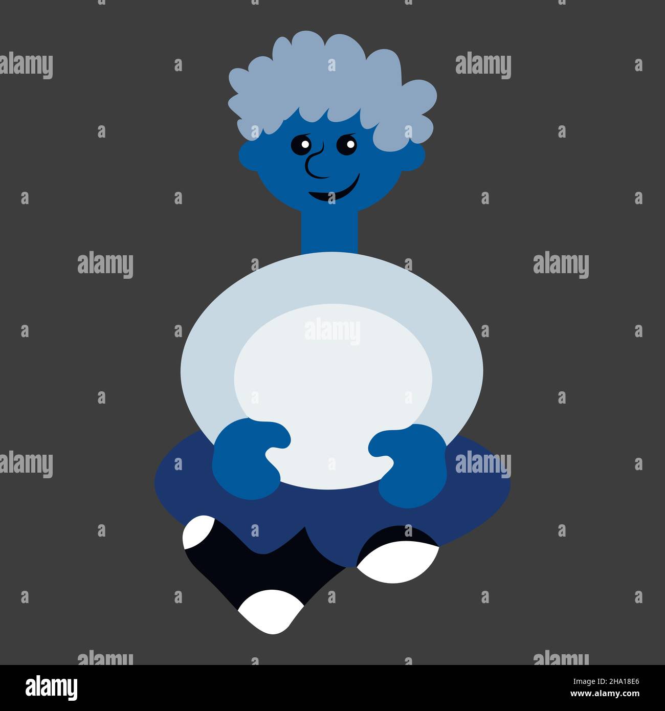 Illustration on a square background a man sitting cross his legs a