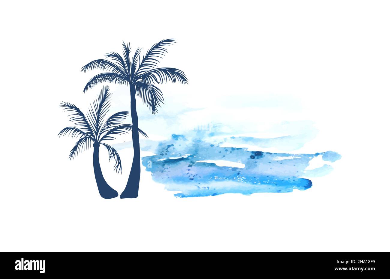The sea and palm trees. Vector illustration Stock Vector Image & Art ...