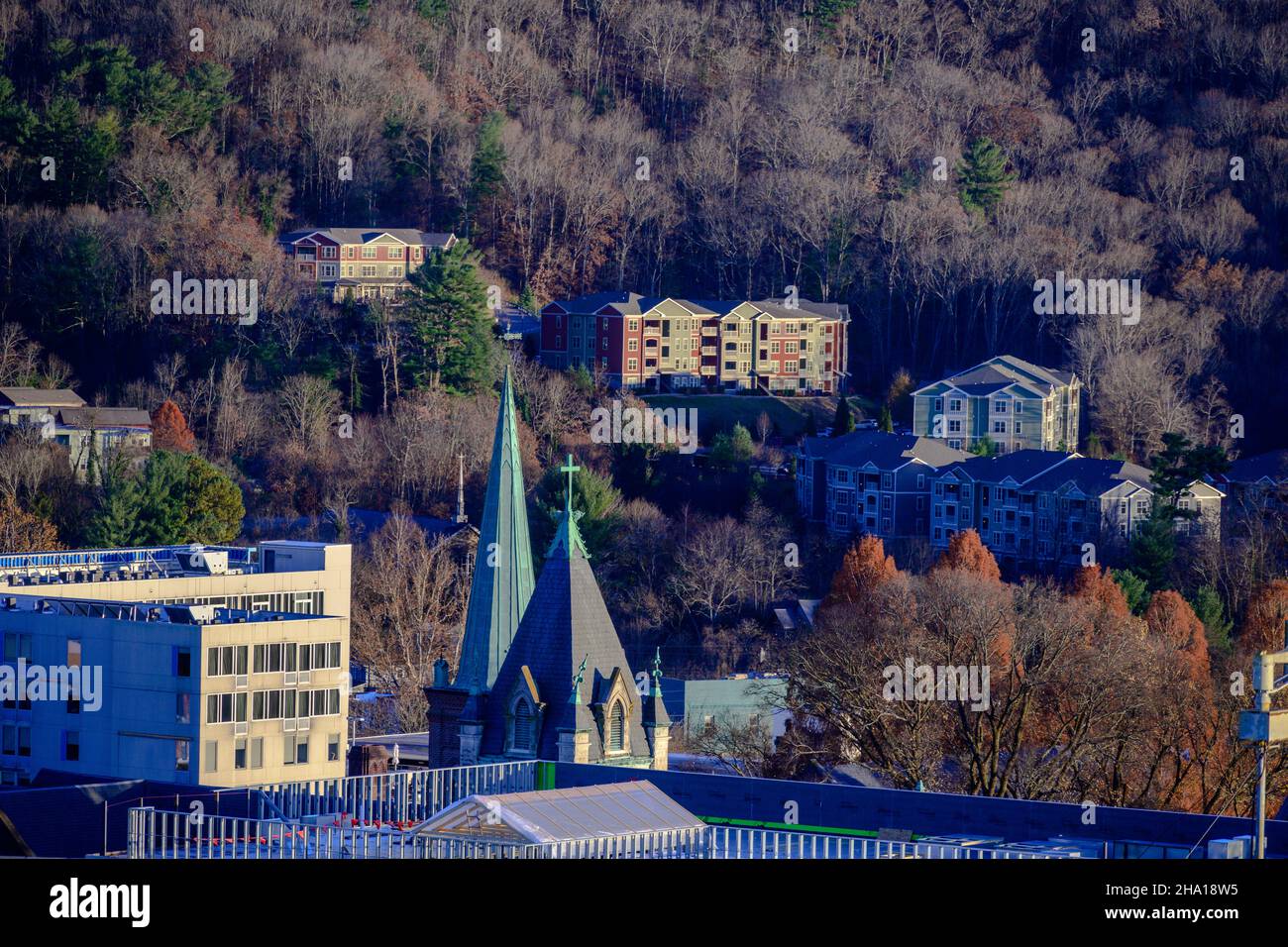 Asheville, NC, USA December 4, 2021. A 200mm telephoto image taken