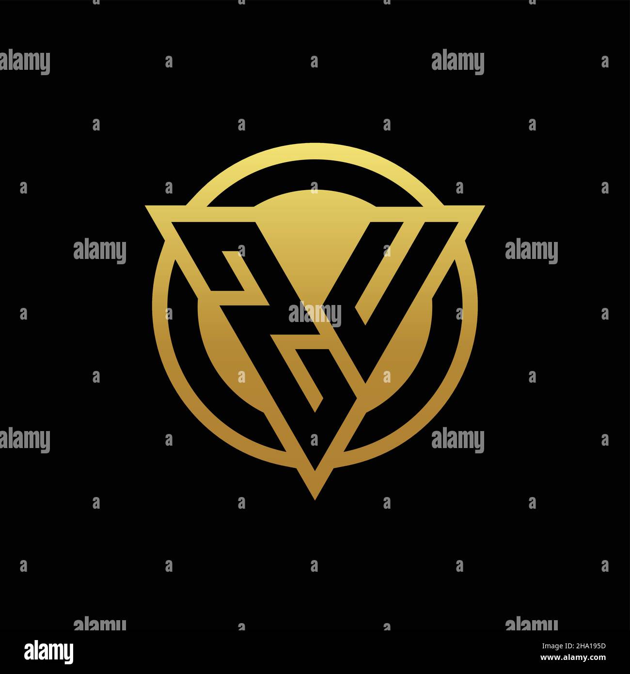 ZU logo monogram with triangle shape and circle rounded style isolated ...
