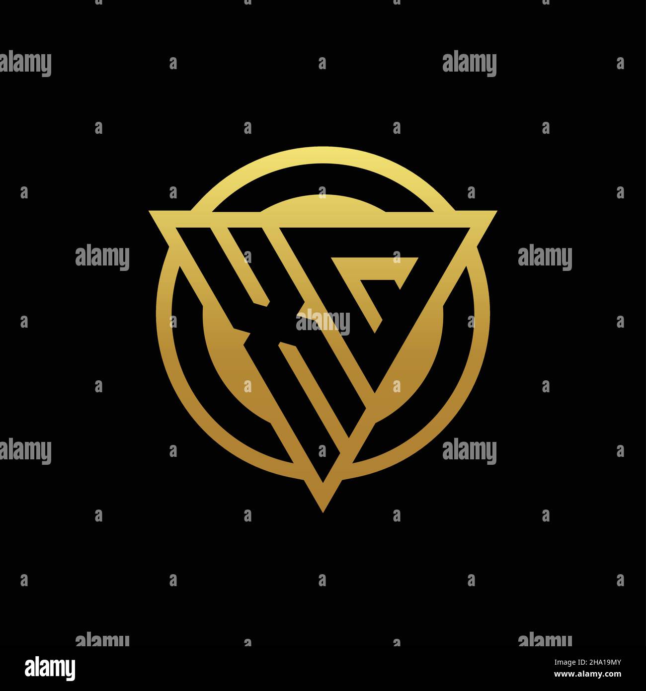 XQ logo monogram with triangle shape and circle rounded style isolated ...