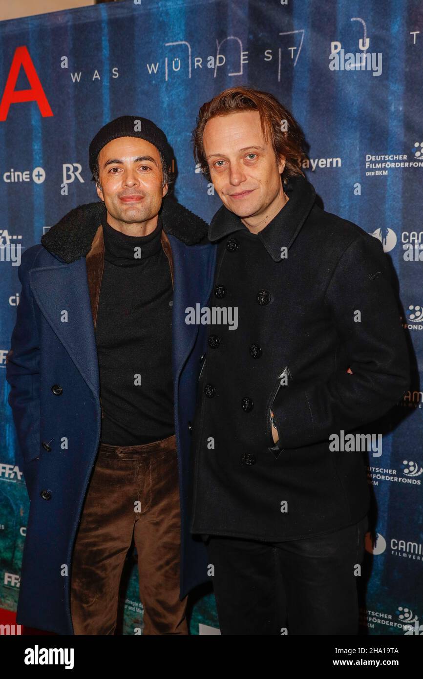 Berlin, Germany. 09th Dec, 2021. Nikolai Kinski (l) and August Diehl arrive at the Berlin premiere of the film PLAN A at Kant Kino. Credit: Gerald Matzka/dpa/Alamy Live News Stock Photo
