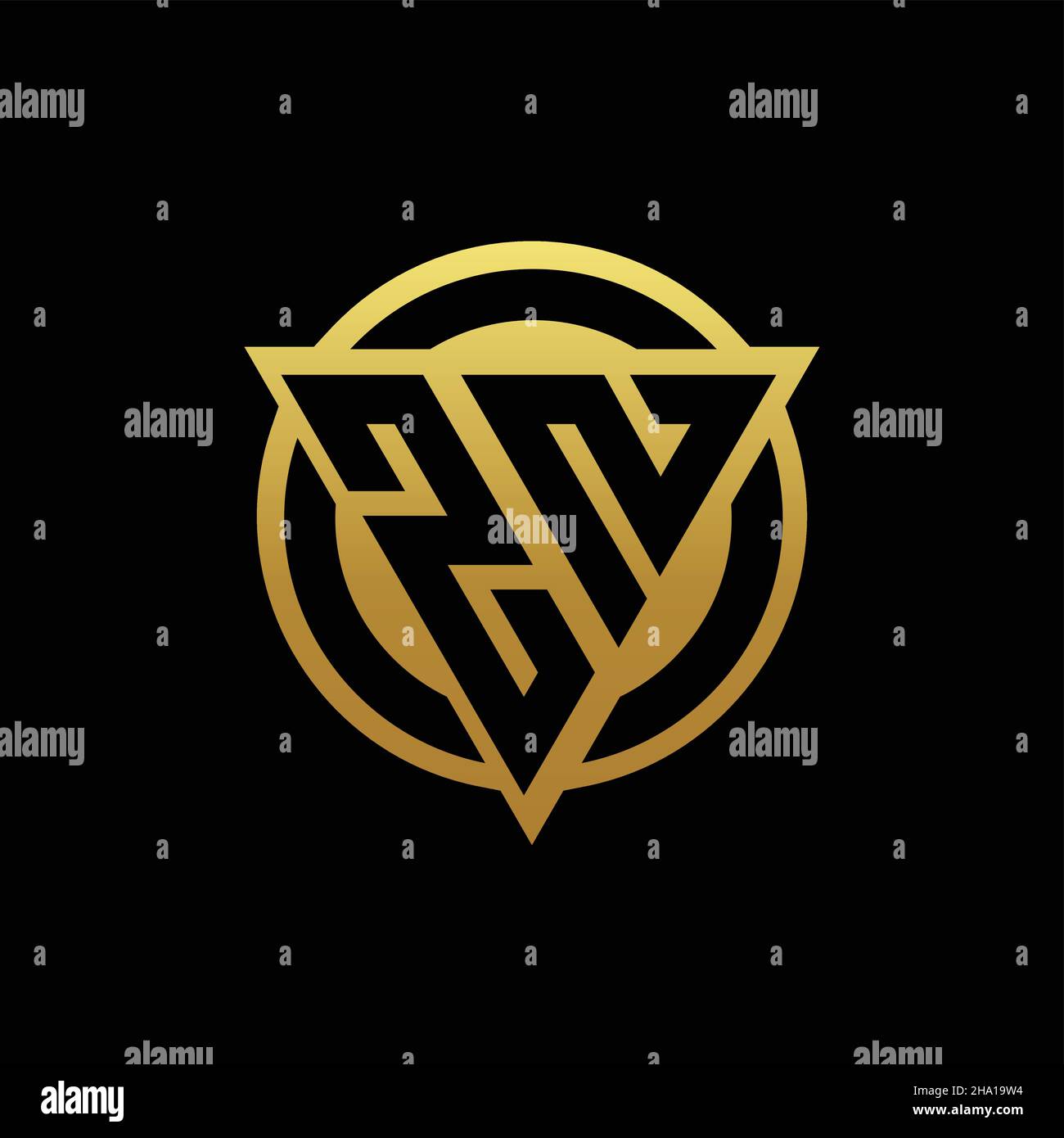 ZN logo monogram with triangle shape and circle rounded style isolated ...