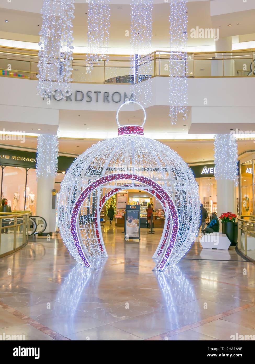 Christmas Holiday Decorations in Mall Lobby Stock Photo Alamy