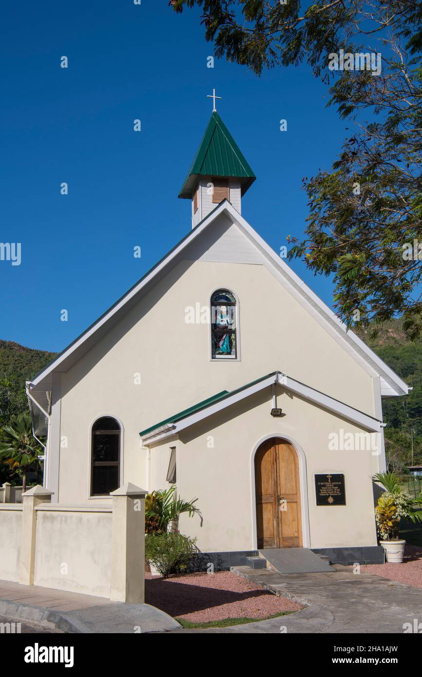 St Matthews Anglican Church Grand Anse Praslin Seychelles 1 Stock Photo