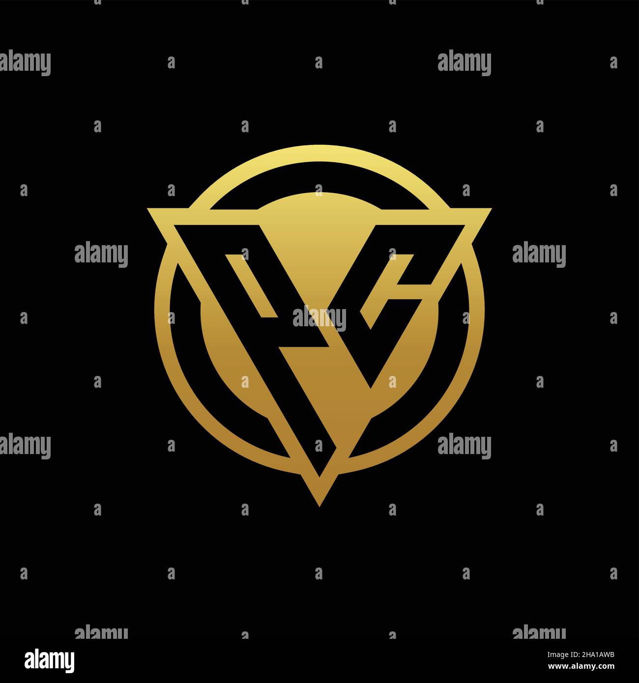 PC logo monogram with triangle shape and circle rounded style isolated ...