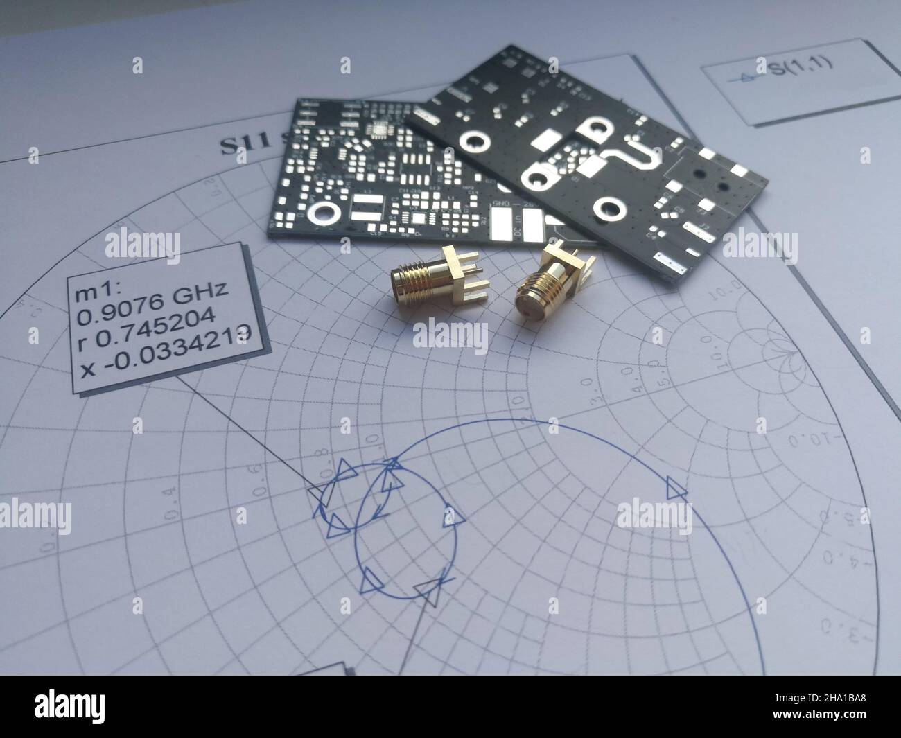 Radio frequency, Microwave printed circuit board and Smith chart with