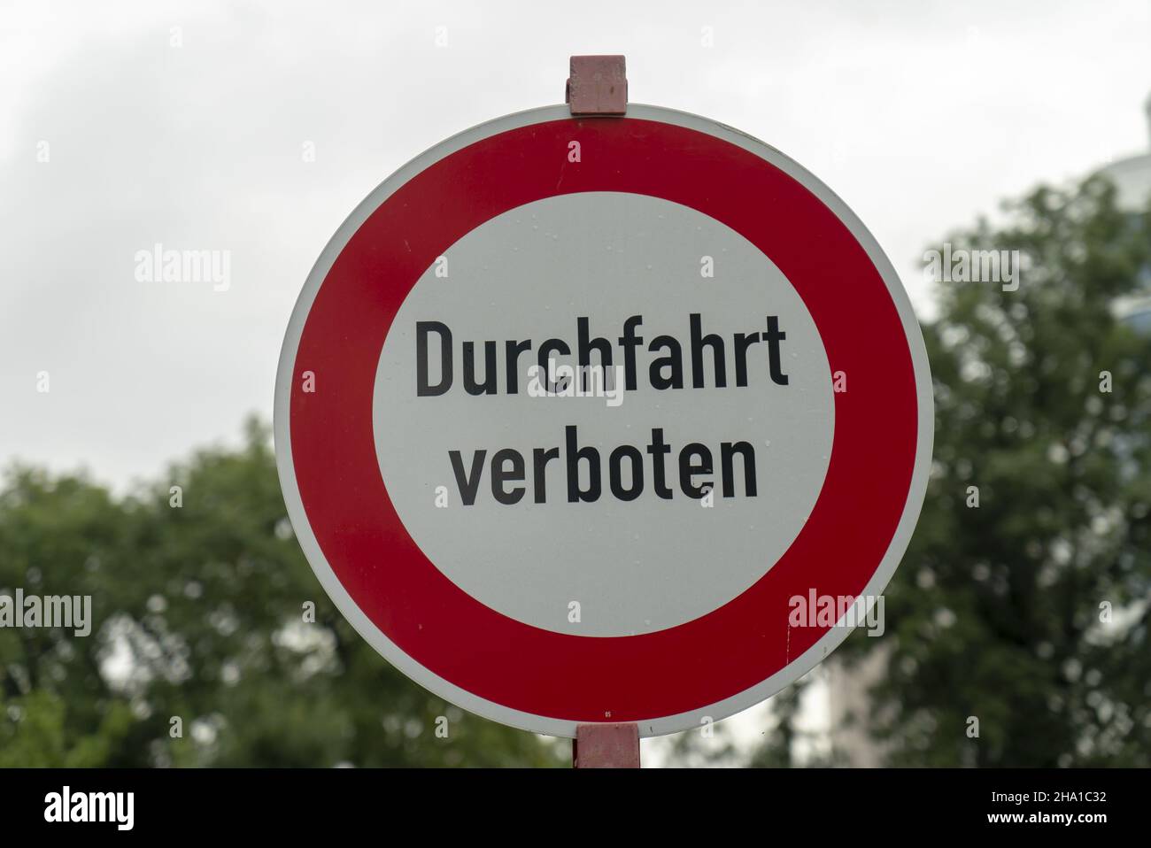 'do not pass' street sign in Germany Stock Photo