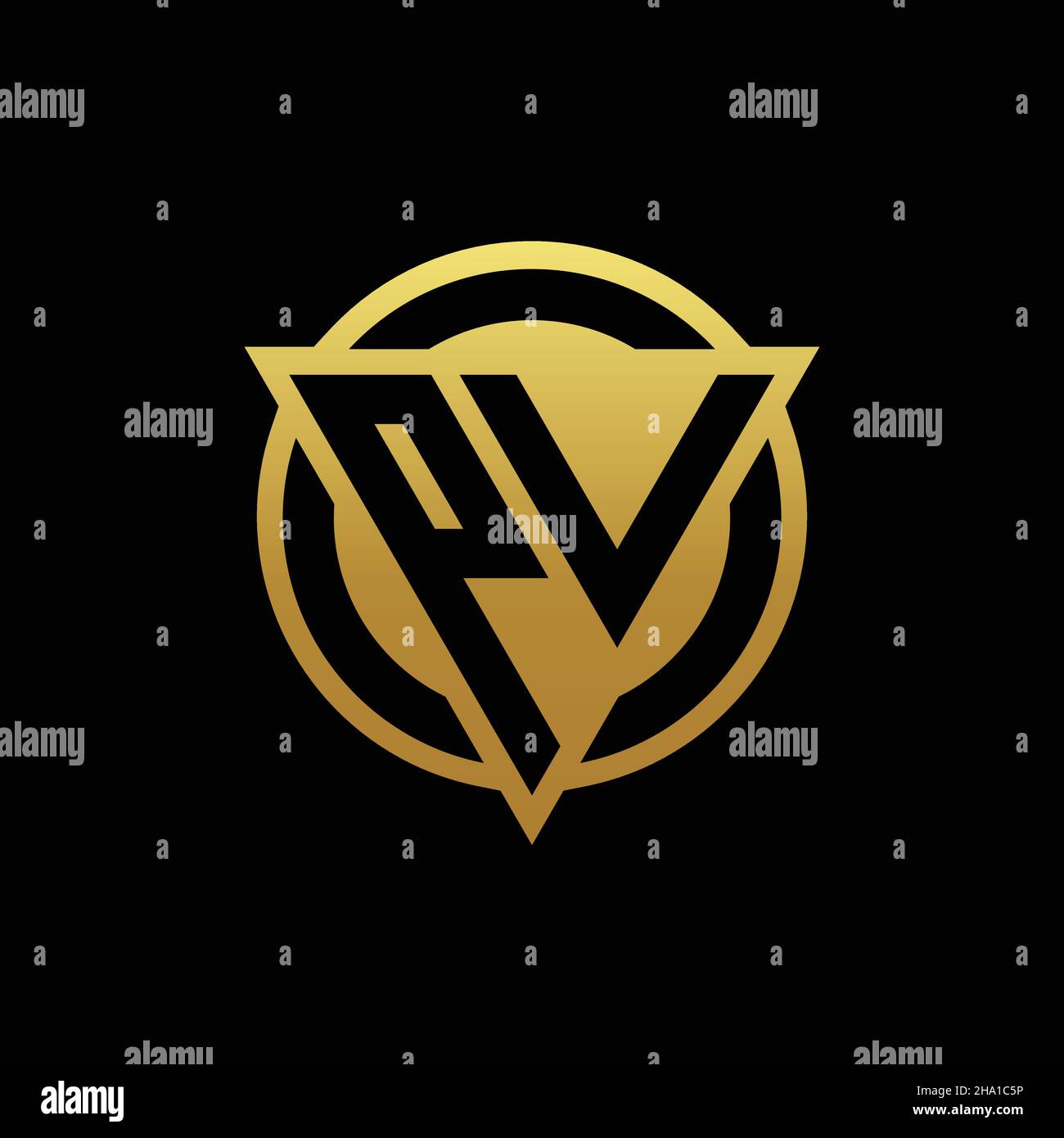 PV logo monogram with triangle shape and circle rounded style isolated ...