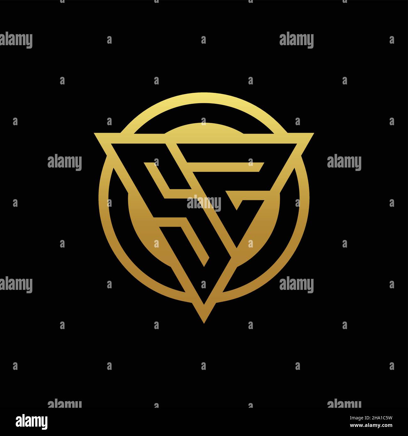 SZ logo monogram with triangle shape and circle rounded style isolated on gold colors and black background design template Stock Vector
