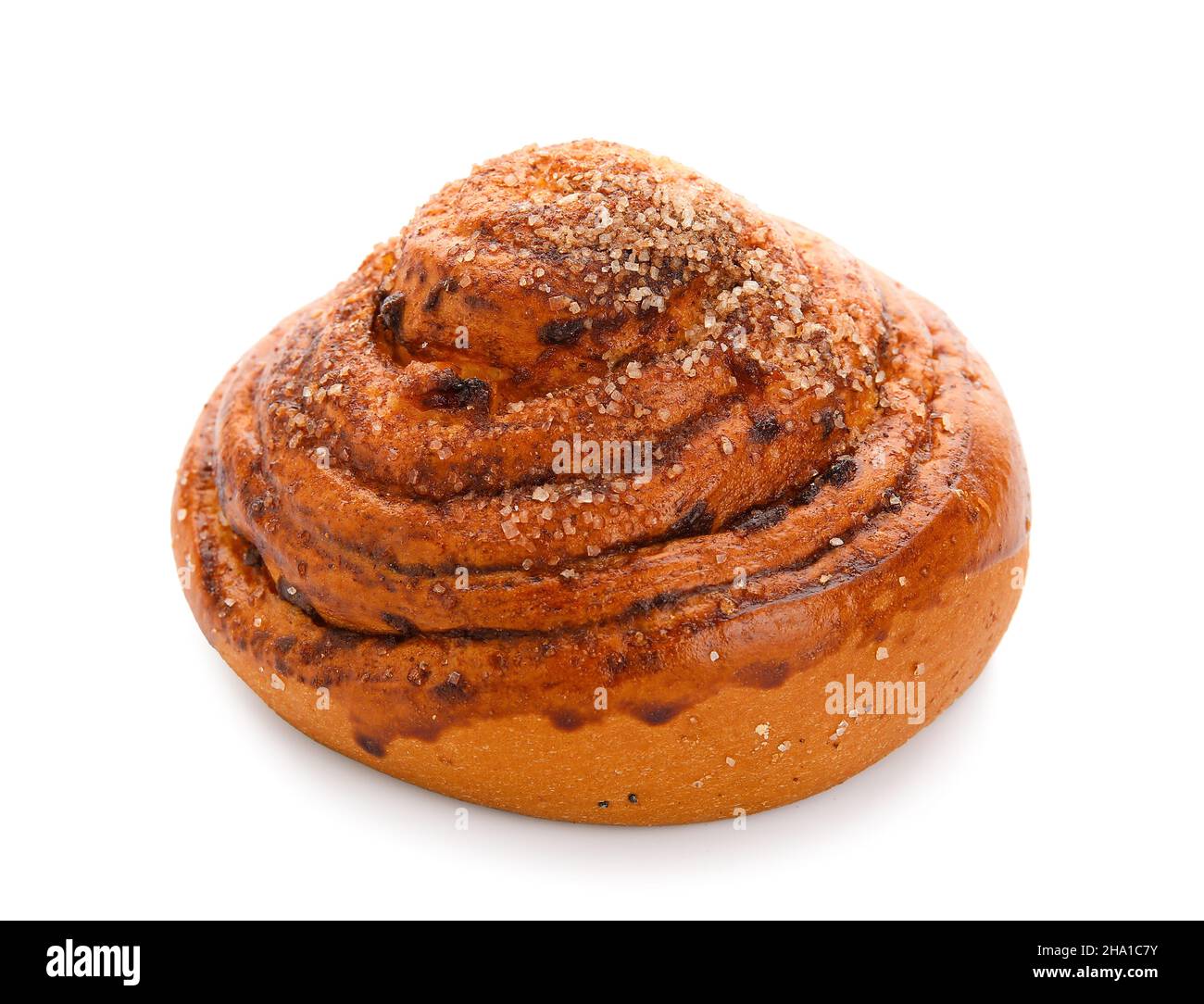 Tasty cinnamon roll on white background Stock Photo - Alamy
