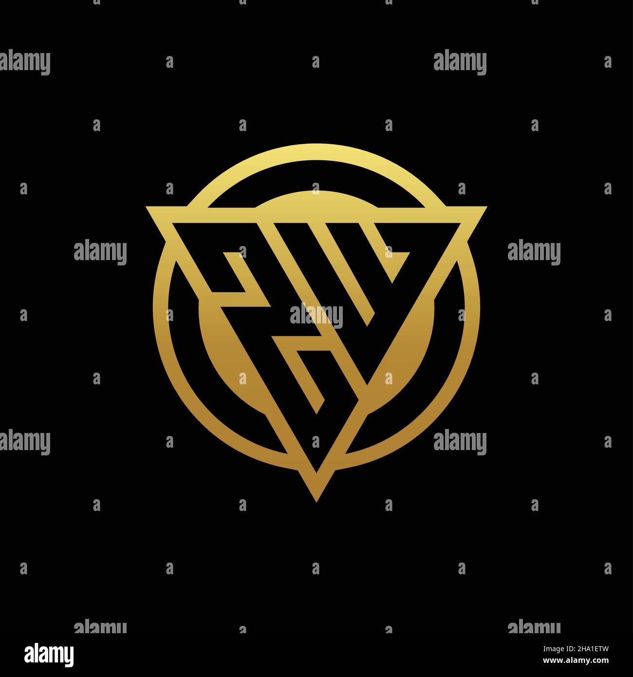 ZW logo monogram with triangle shape and circle rounded style isolated ...