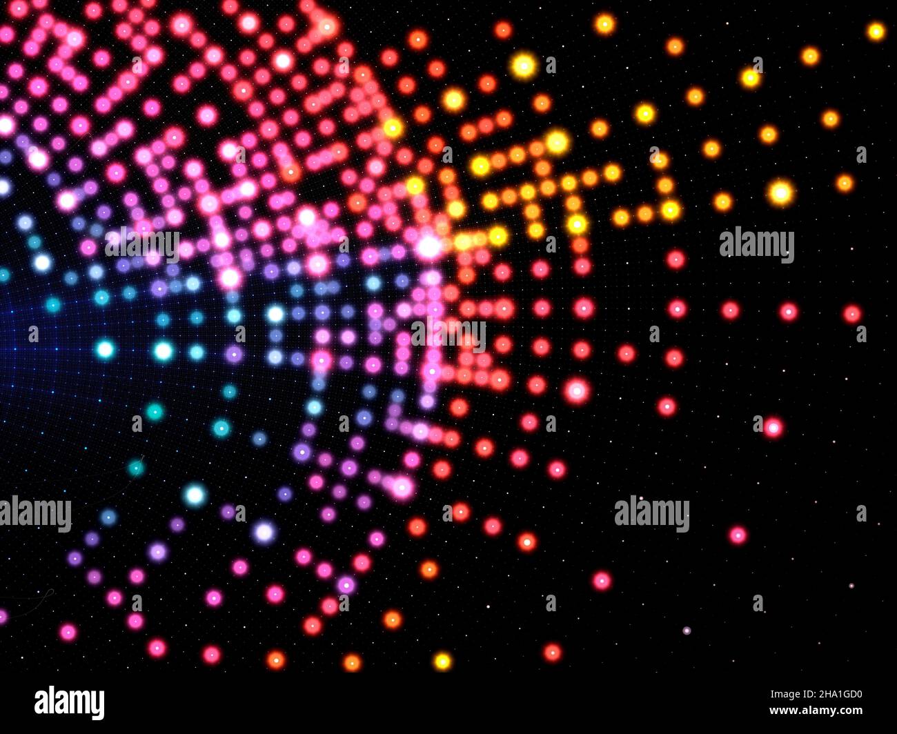 Dark background with glowing dots - abstract computer generated ...