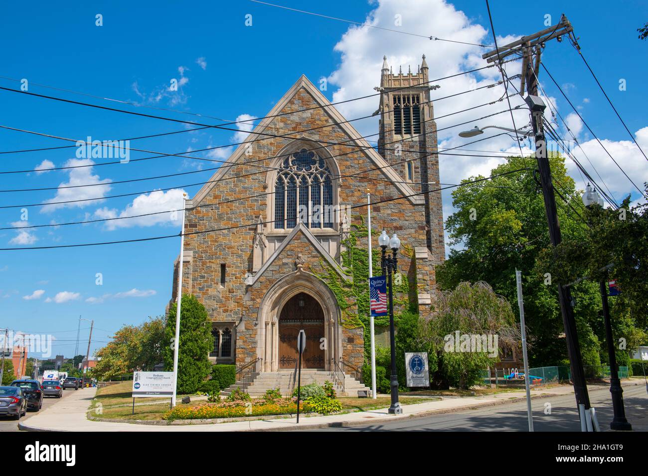 Bethany Congregational church at 18 Spear Street in Quincy, Massachusetts MA, USA. Stock Photo