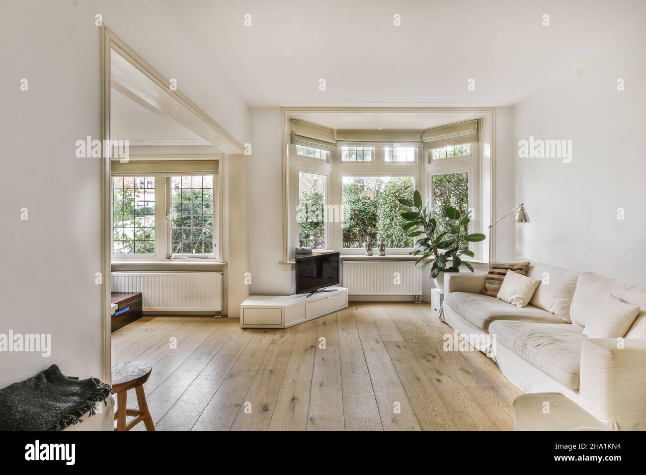 Stylish interior design of living room with modern sofa Stock Photo - Alamy