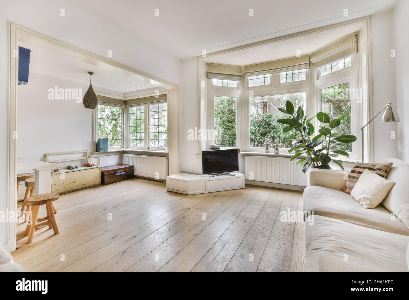 Stylish interior design of living room with modern sofa Stock Photo - Alamy