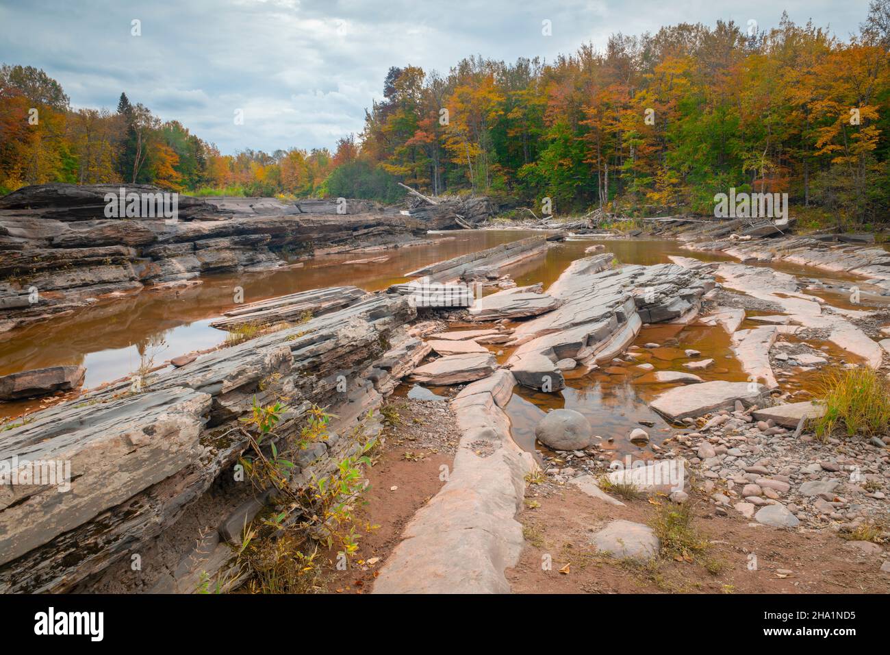 Bonanza Falls, Big Iron River, near Silver city, Autumn, Michigan, USA