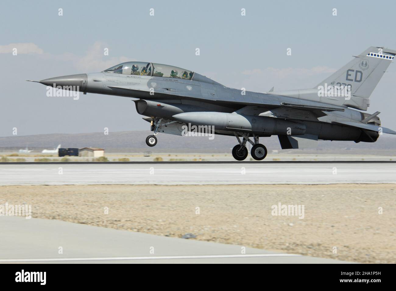 United States Air Force F16 Fighting Falcon landing at Edwards Air