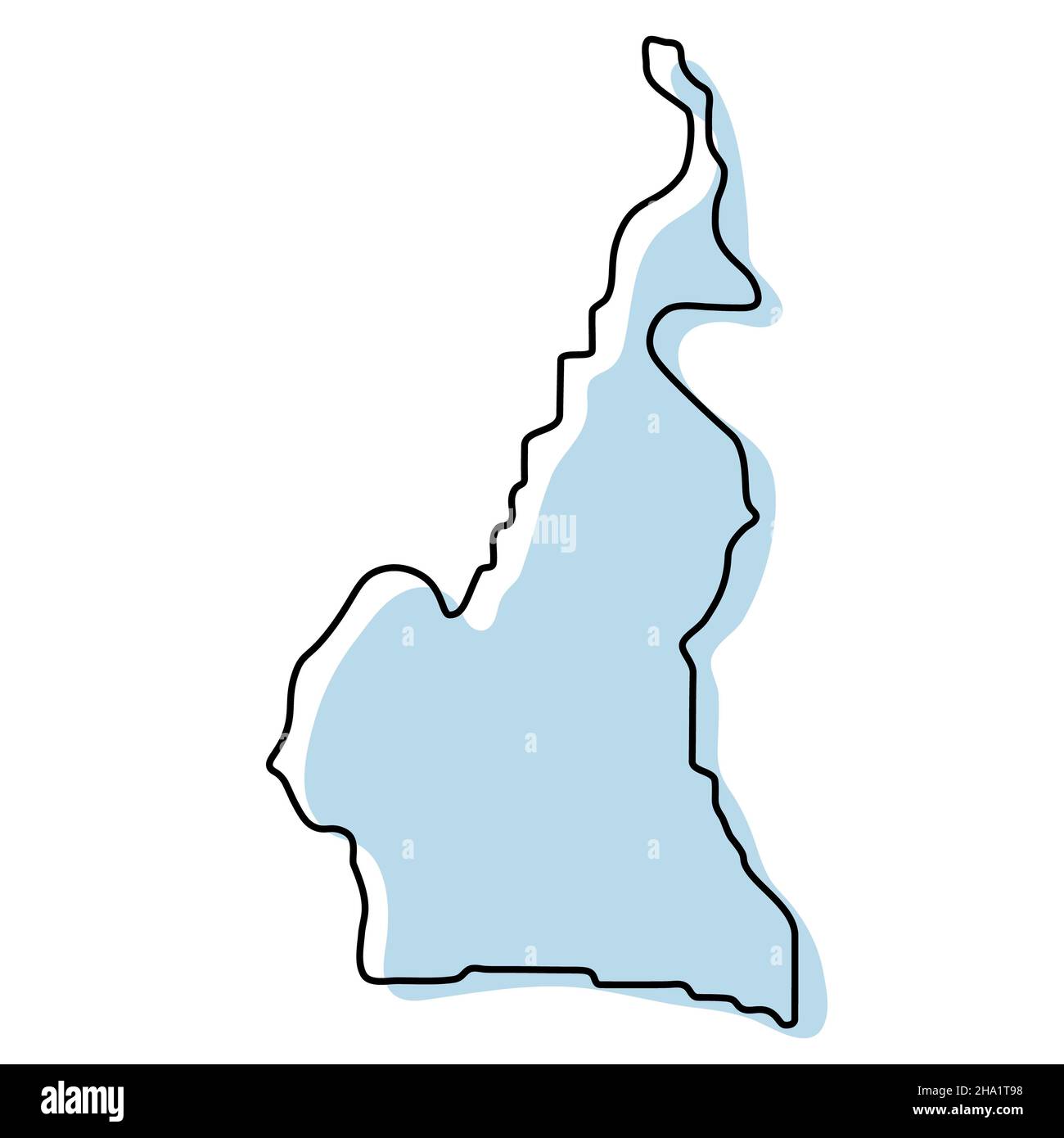 Stylized simple outline map of Cameroon icon. Blue sketch map of ...