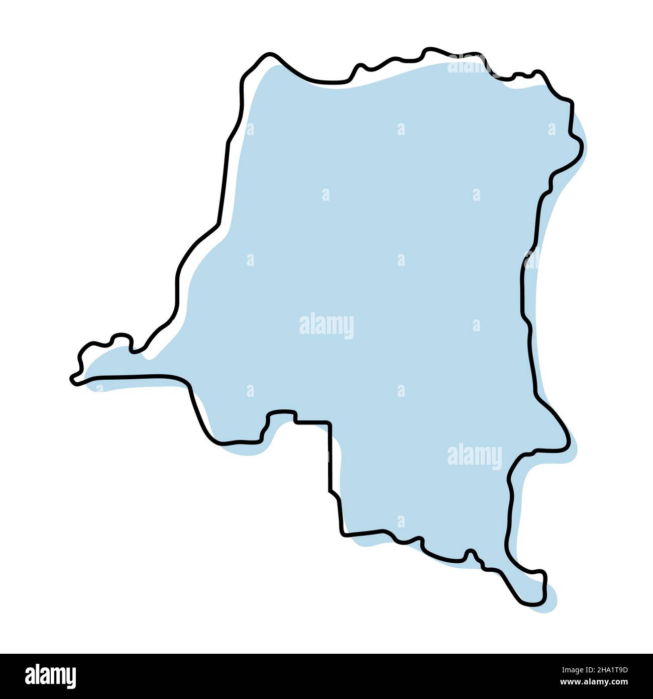 Stylized simple outline map of Democratic Republic of the Congo icon ...