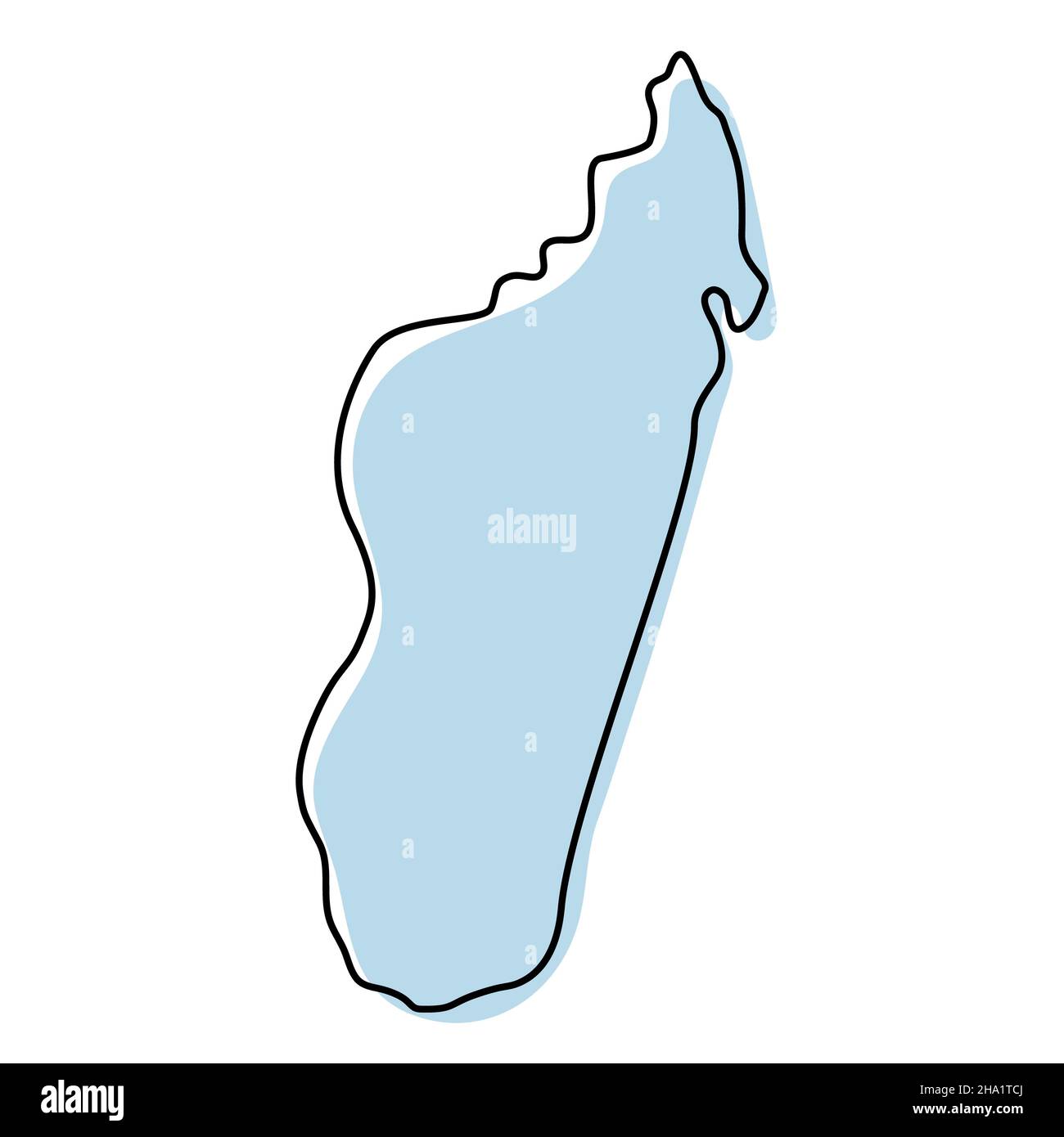 Stylized simple outline map of Madagascar icon. Blue sketch map of Madagascar illustration Stock ...