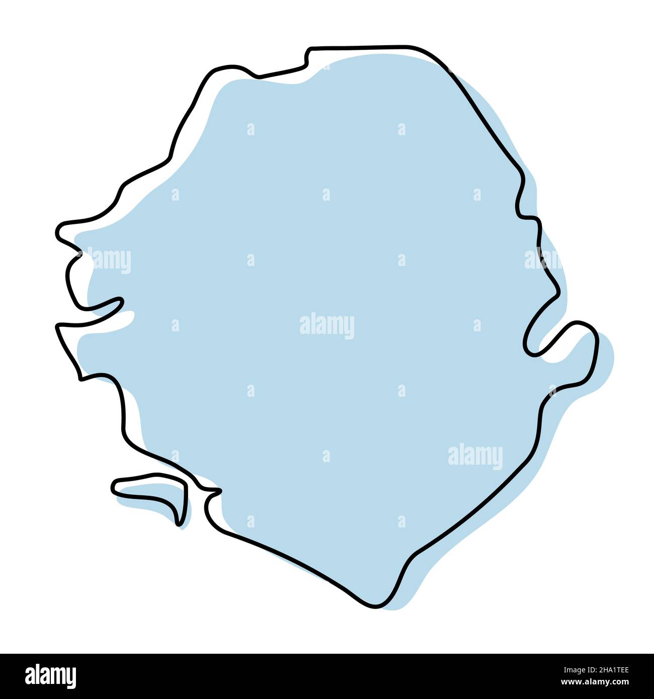 Stylized Simple Outline Map Of Sierra Leone Icon Blue Sketch Map Of