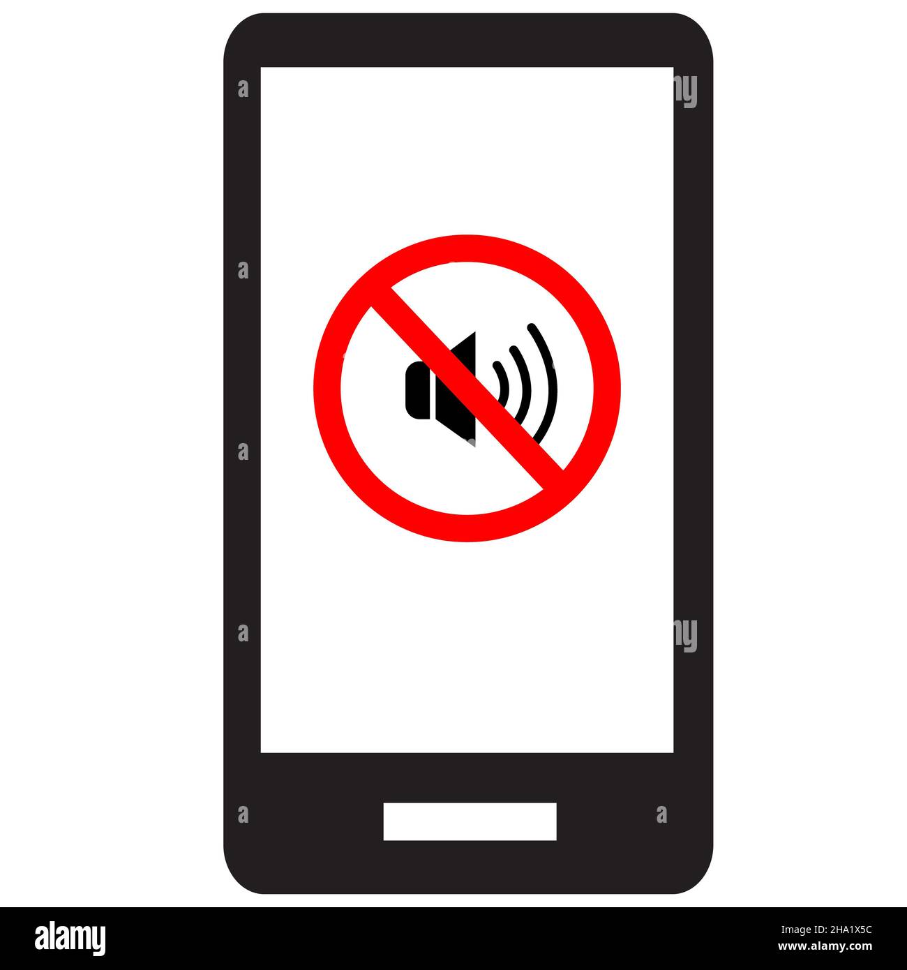 Turn off phone ringer icon on white background. Silence cell phone sign. flat style. Stock Photo