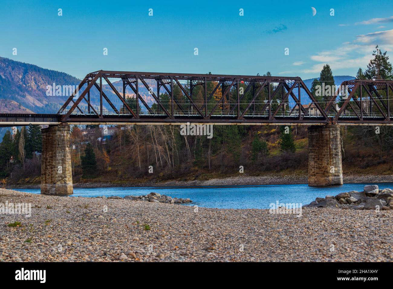 CP Rail bridge over the Columbia River Stock Photo