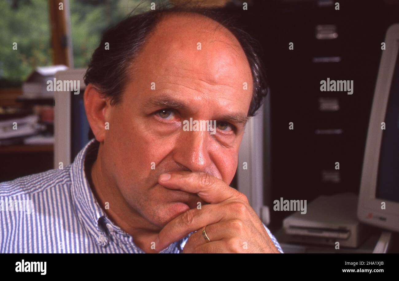 Charles Murray  co-wrote the controversial book The Bell Curve (1994), in his ome office  near Frederick Maryland  Photograph by Dennis Brack. bb80 Stock Photo