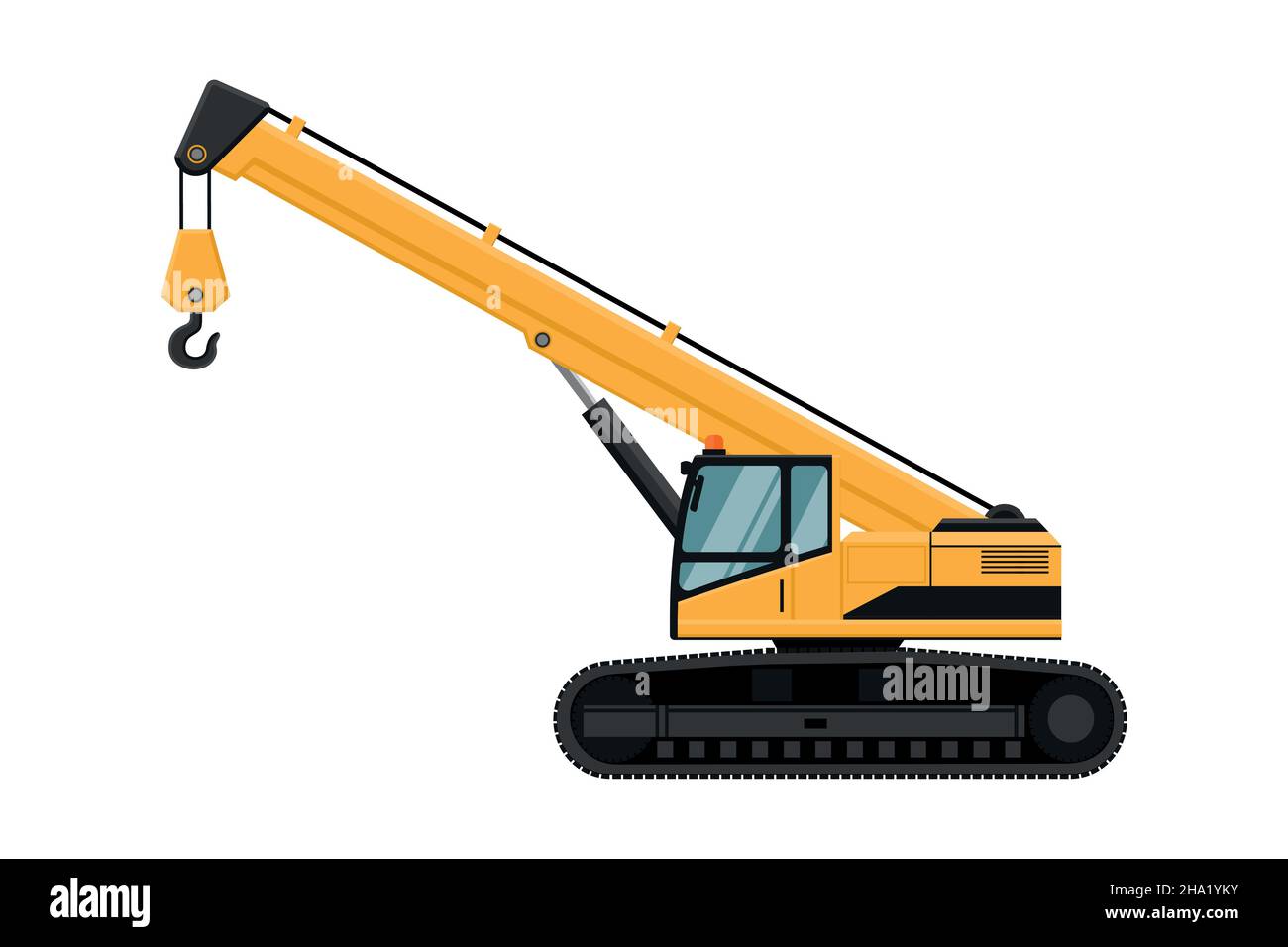 small yellow crawler telescopic crane for construction work Stock Vector