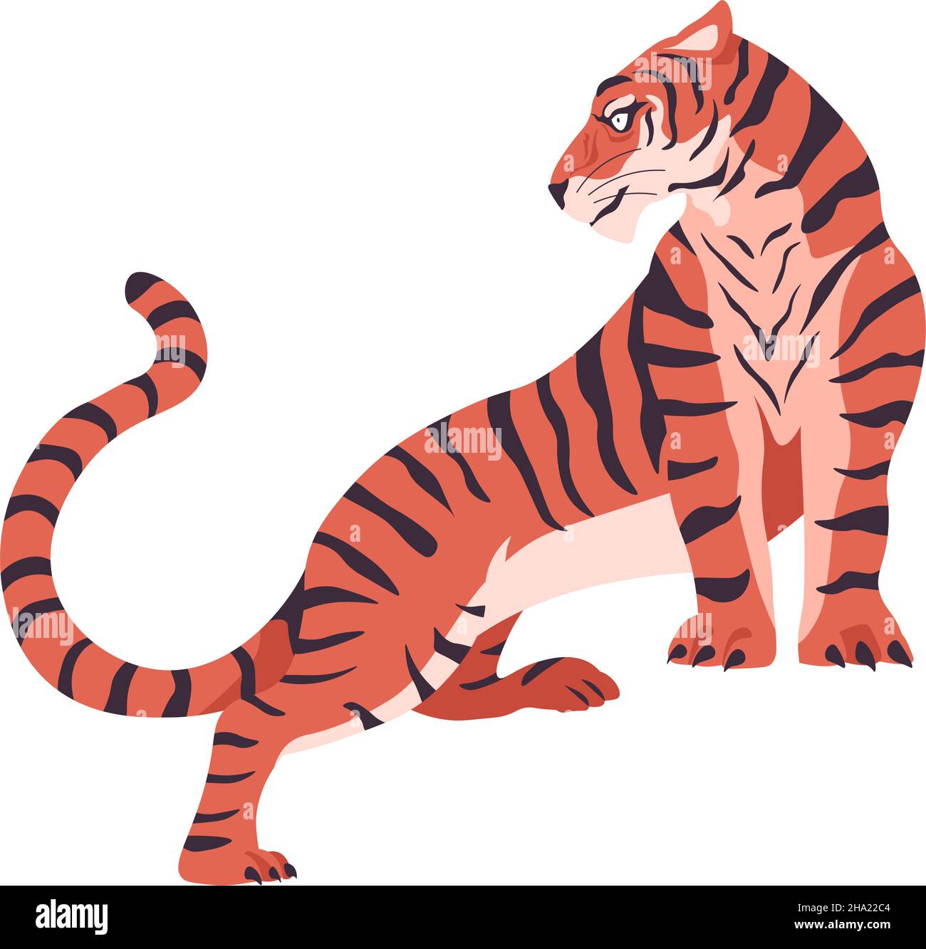 Bengal tiger animal with stripes on furry coat Stock Vector Image & Art -  Alamy