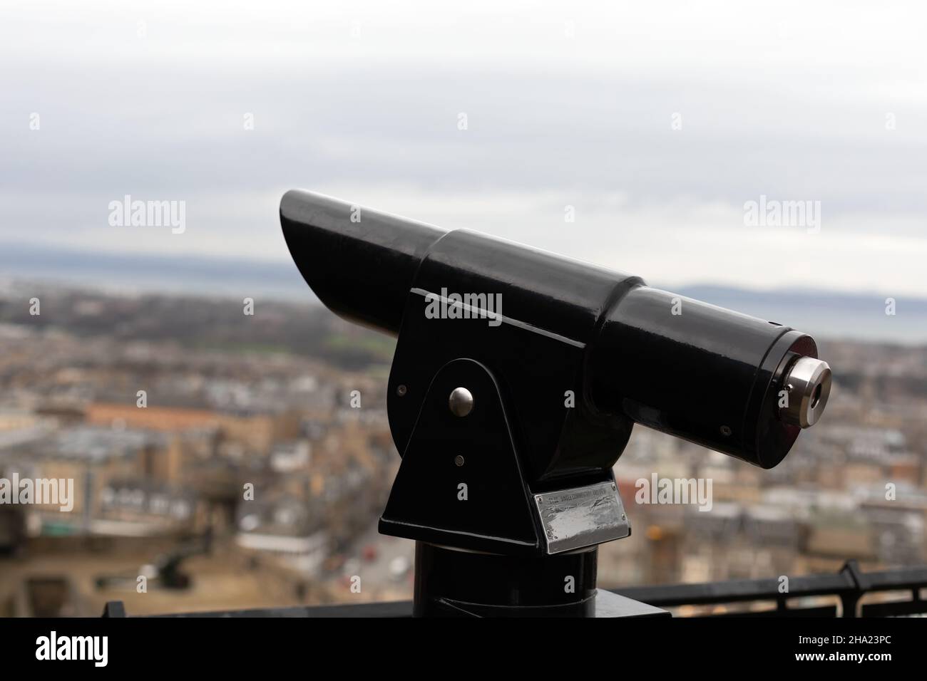 Close up picture of a blue coinoperated binoculars in Edinburgh Coin