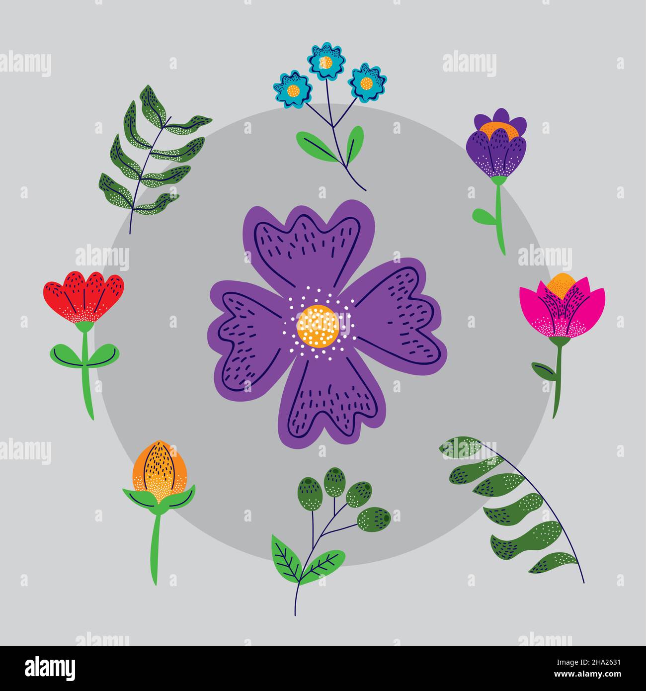 floral garden icons around icons Stock Vector Image & Art - Alamy