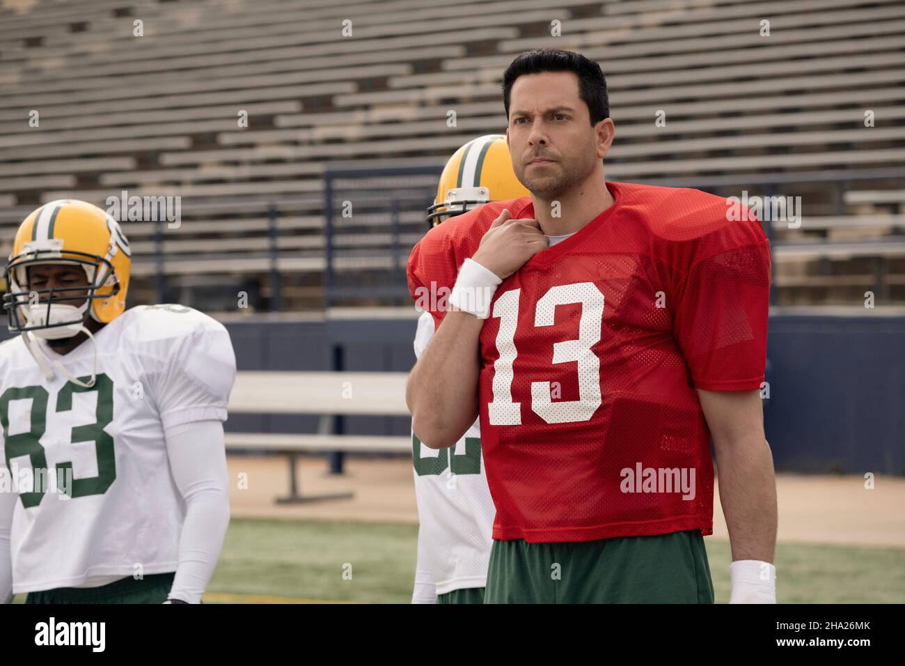 RELEASE DATE: December 25, 2021. TITLE: American Underdog: The Kurt Warner Story. STUDIO: Lionsgate. DIRECTOR: Andrew ErwinJon Erwin. PLOT: The story of NFL MVP and Hall of Fame quarterback, Kurt Warner, who went from stocking shelves at a supermarket to becoming an American Football star. STARRING: ZACHARY LEVI as Kurt Warner. (Credit Image: © /Entertainment Pictures) Stock Photo
