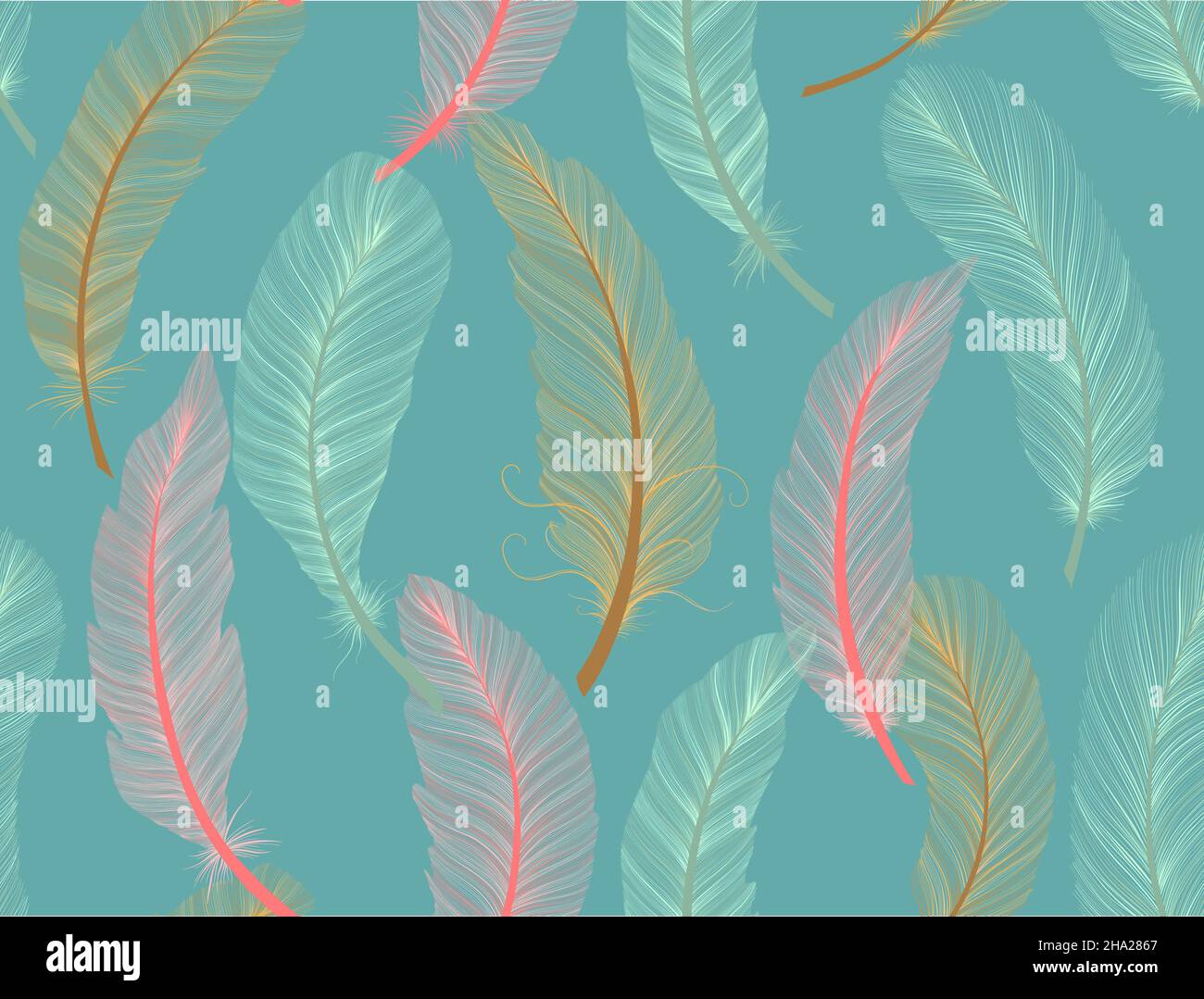 Feather seamless pattern hand drawn sketch realism style. Tribal native ...