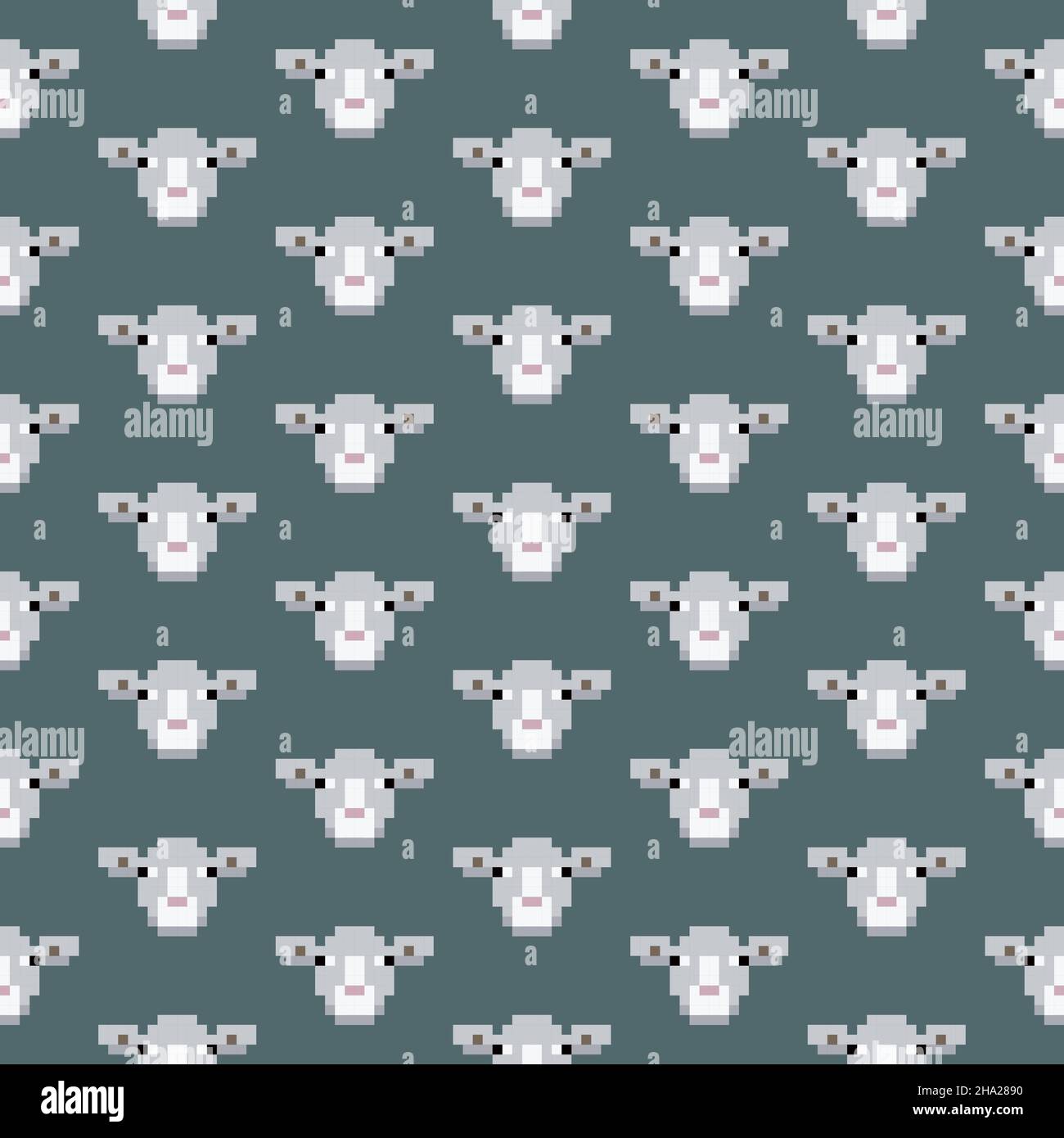 Seamless pattern pixel art sheep Stock Vector