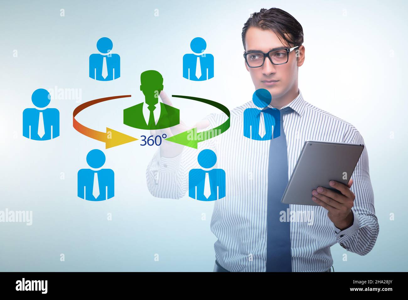 Work 360 360 degree concept with the businessman Stock Photo - Alamy