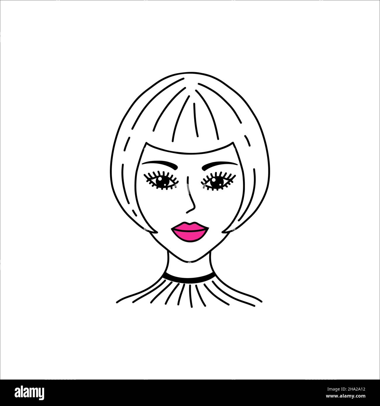 Woman face in doodle style Stock Vector