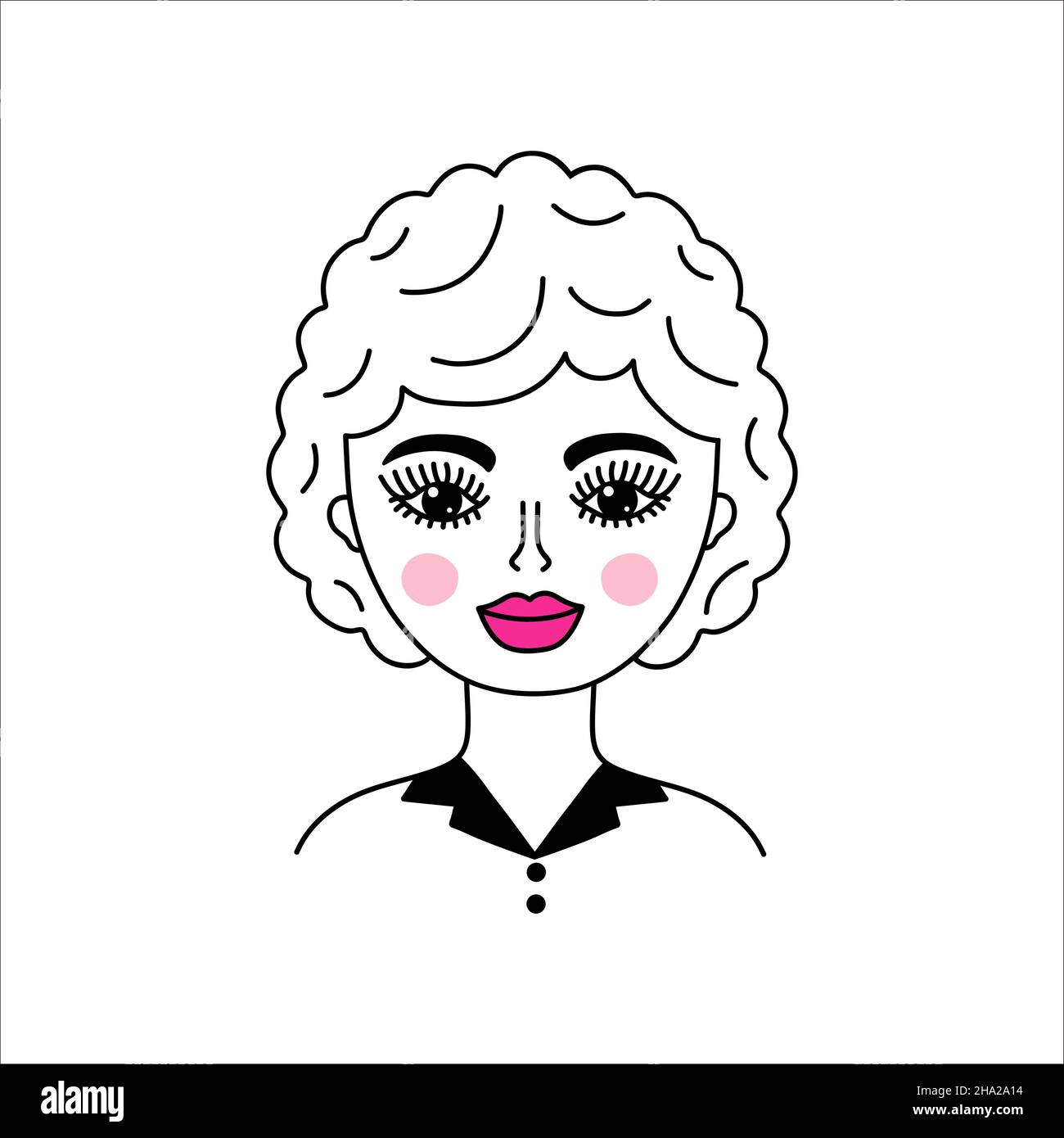 Woman face in doodle style Stock Vector