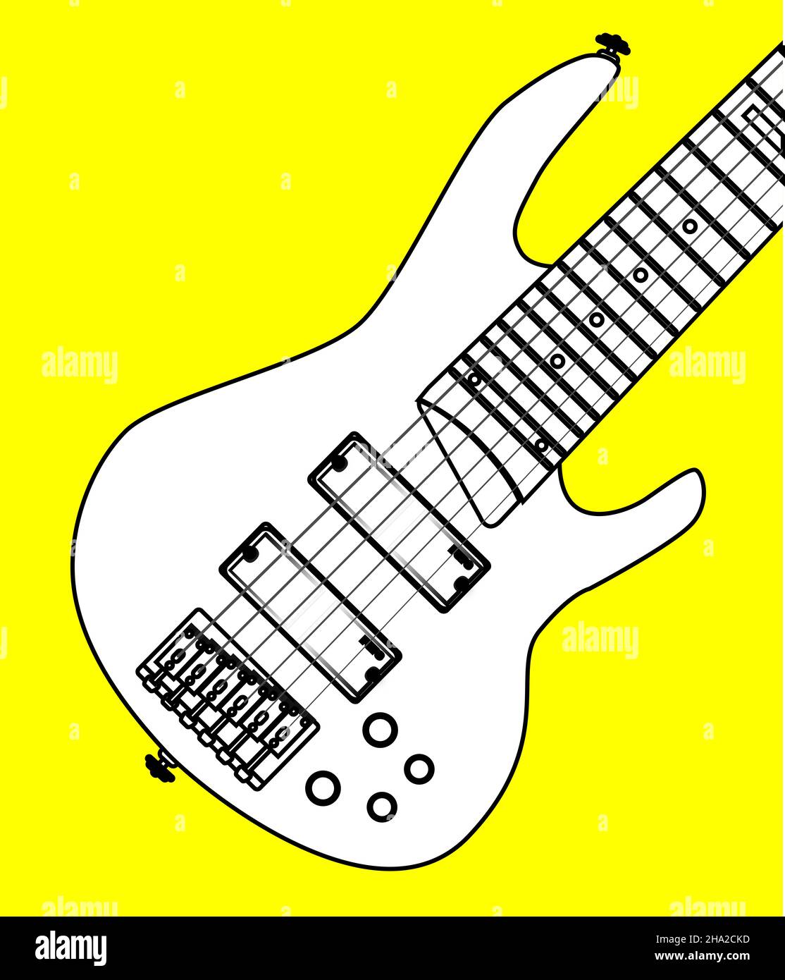 A generic six string bass guitar set over a bright yellow background Stock  Photo - Alamy