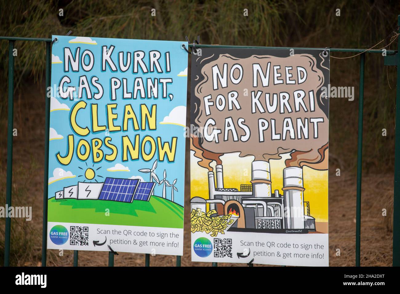 Protest banner against the kurri gas plant project in New South Wales,Australia Stock Photo