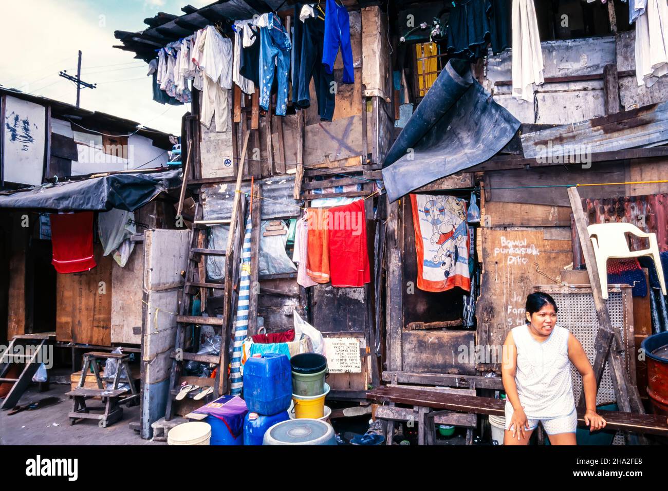 Slum housing and shanty town in Tondo, central Manila, Philippines