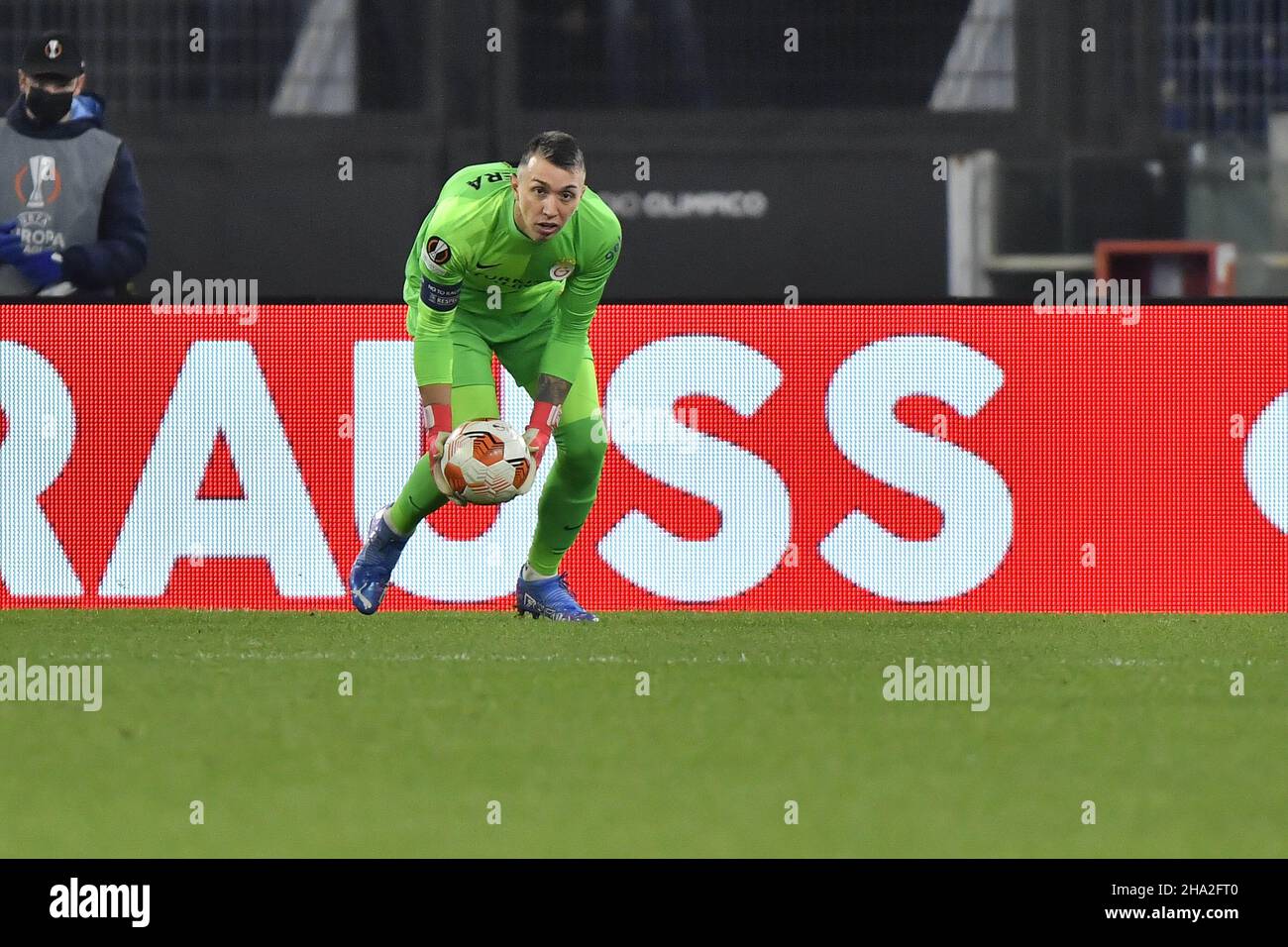 Rome, Italy. 09th Dec, 2021. Fernando Muslera of Galatasaray AÅ&#x9e; in action during the UEFA Europa League group E match between Lazio Roma and Galatasaray AÅ&#x9e; at Stadio Olimpico on 9th of December, 2021 in Rome, Italy. Credit: Independent Photo Agency/Alamy Live News Stock Photo