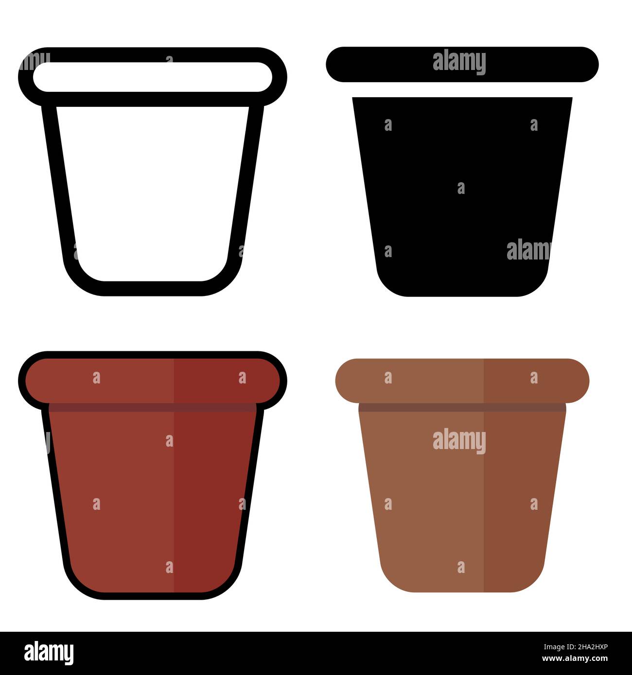 flower pot isolated. Flat icon and outline design and silhouette symbol. Stock Vector
