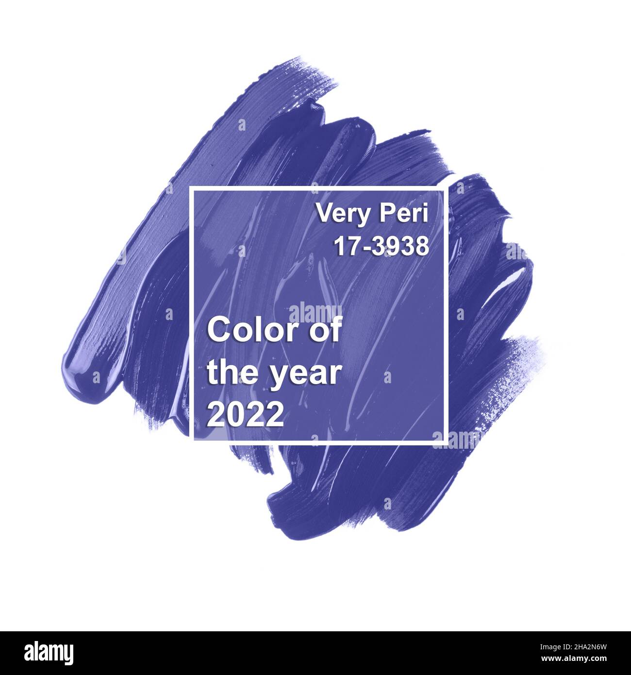 Color of the Year 2022 Very Peri. Sample of textured paint brush stroke