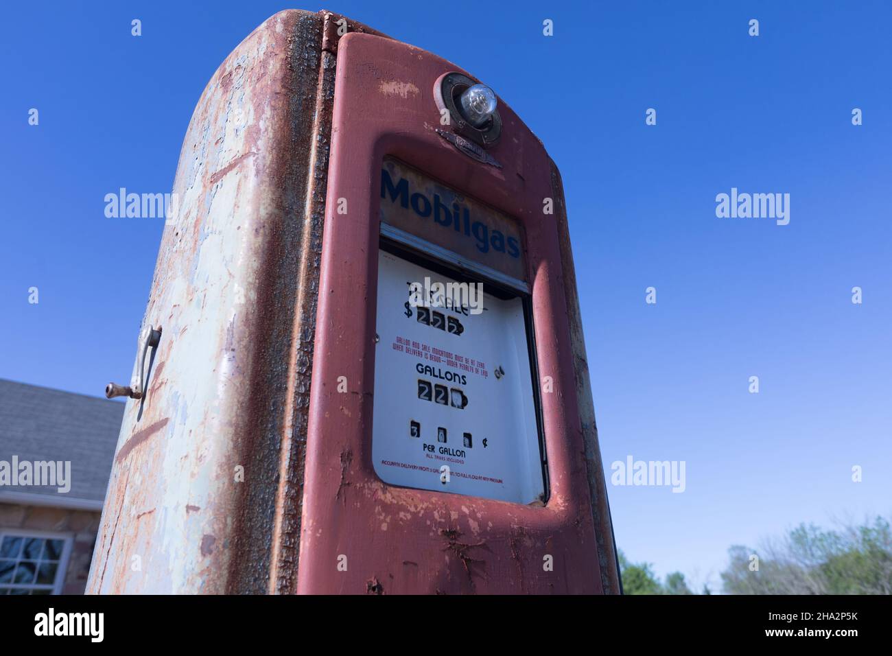 Cuba, Missouri, MO, USA On Route 66, an old vintage gas pump Wagon